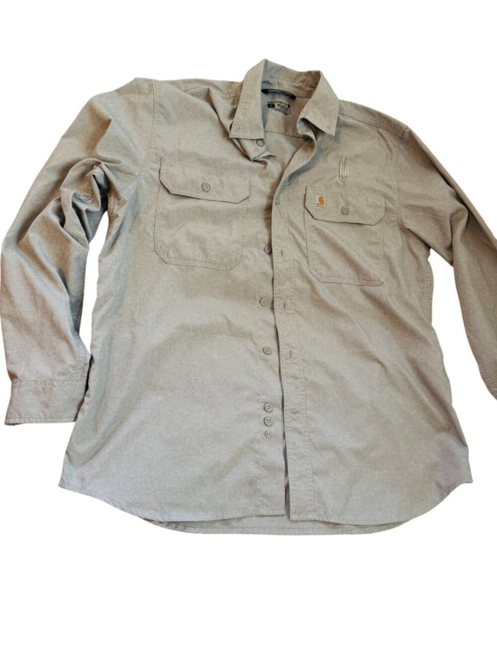 Carhartt Men's Size L Relaxed Fit Long Sleeve Gray Button-Down Shirt.